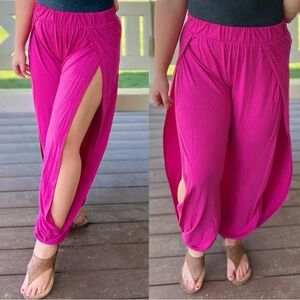 Large Boutique Women's Pink Split-Leg Pants